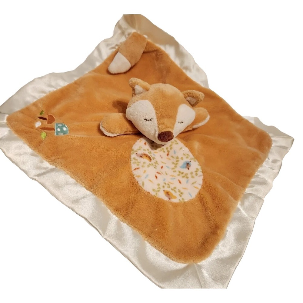 Douglas Baby Cuddle‎ Fox Lovey with Tail  Woodland Mushrooms Satin Edge Blanket